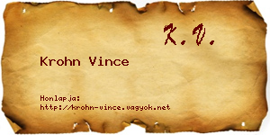 Krohn Vince névjegykártya